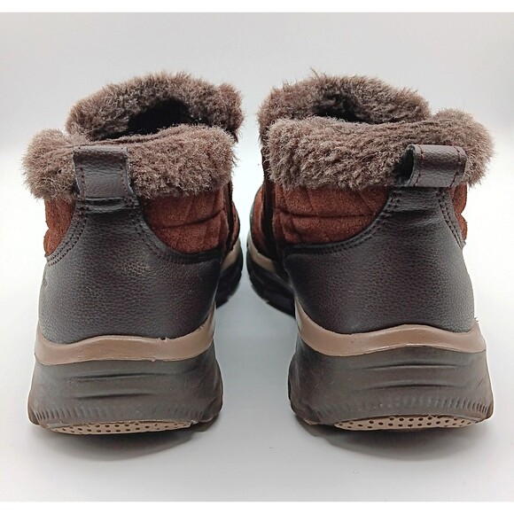 Skechers Boots Wn 9 Easy Going Girl Crush Brown Suede Ankle Faux Fur Bootie - Picture 10 of 12